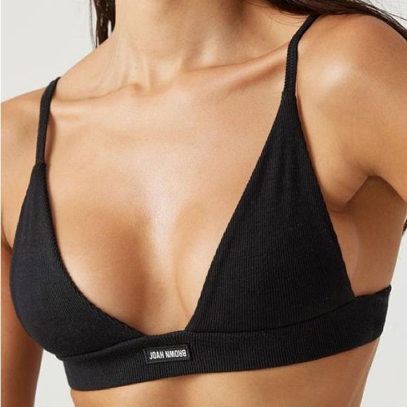Iconic Rare JOAHBROWN Triangle Flex Rib Bralette Top in Black - Picture 2 of 4